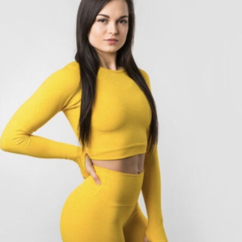 Alphalete Revival Seamless Long Sleeve Crop Top - M - Picture 1 of 7